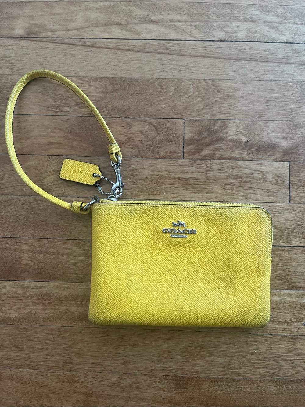Coach Bright Yellow Leather Wristlet Clutch